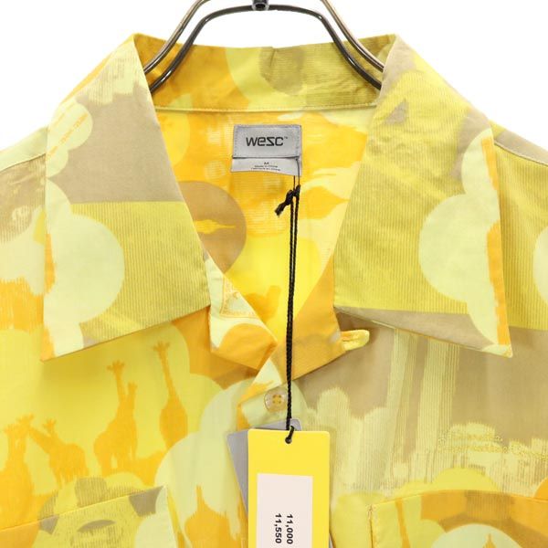 未使用 WESC ウィーエスシー 総柄 半袖 アロハシャツ M 黄系 メンズ