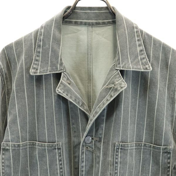 OZONE ROCKS オゾンロックス 日本製 ストライプ デニムジャケット L グレー系 メンズ