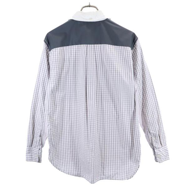 ガンリュウ 2014年 日本製 チェック柄 切替 長袖 ドッキング シャツ S グレー系 GANRYU 胸ポケット メンズ
