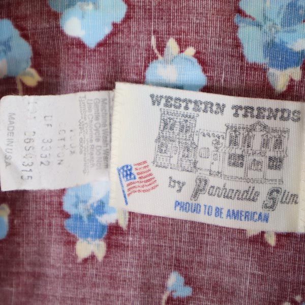 Panhandle Slim パンハンドルスリム 70s USA製 ヴィンテージ 花柄 長袖 ウエスタンシャツ 赤系 スマイルポケット メンズ