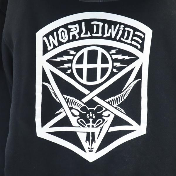 HUF ハフ ロゴプリント 長袖 スウェットパーカー S ブラック系 裏起毛 プルオーバー トレーナー メンズ