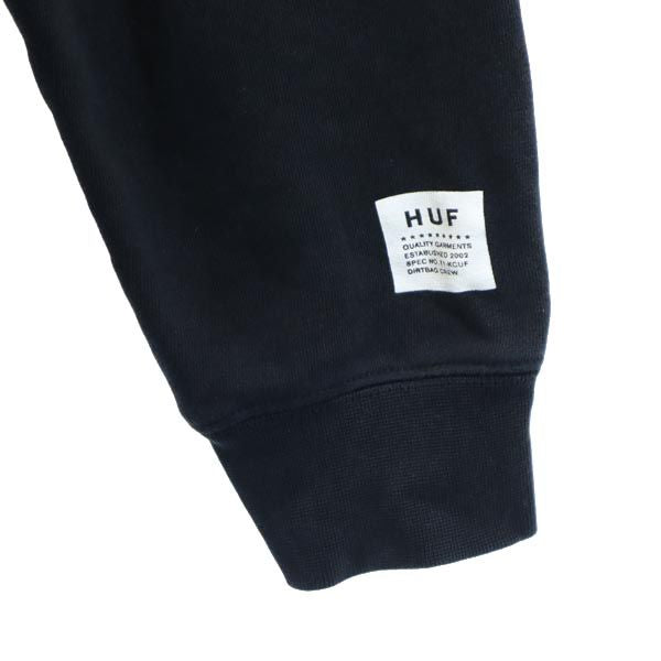 HUF ハフ ロゴプリント 長袖 スウェットパーカー S ブラック系 裏起毛 プルオーバー トレーナー メンズ