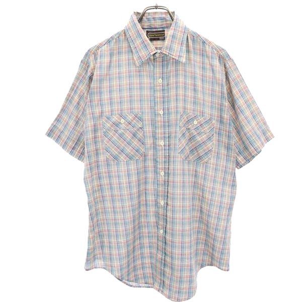 sportswear スポーツウェア 70s ヴィンテージ チェック柄 半袖 シャツ L メンズ