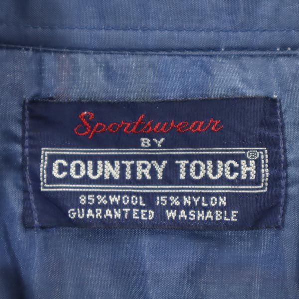 COUNTRY TOUCH 70s ヴィンテージ ウールブレンド チェック柄 長袖 シャツ L 青系 メンズ