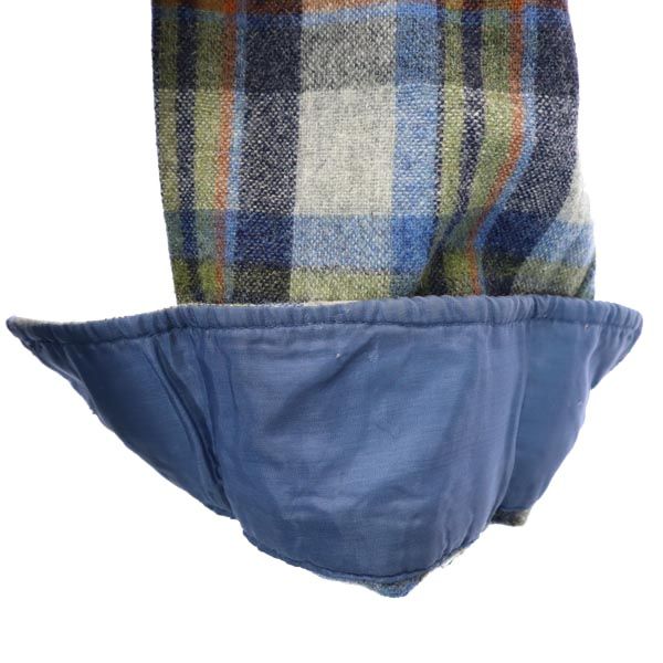 COUNTRY TOUCH 70s ヴィンテージ ウールブレンド チェック柄 長袖 シャツ L 青系 メンズ