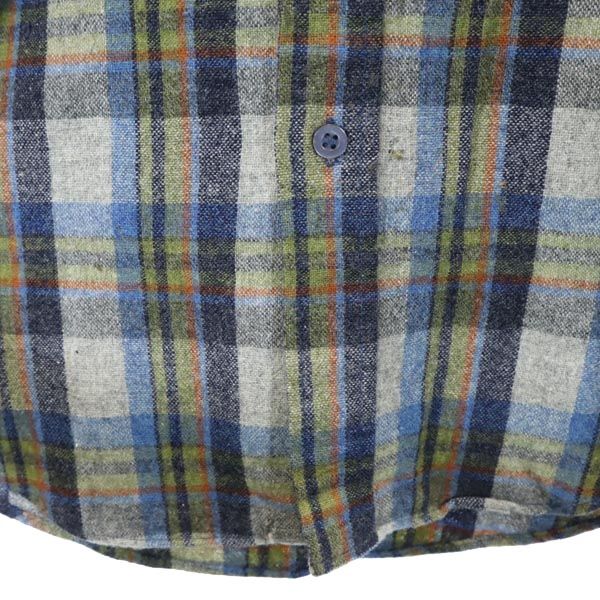 COUNTRY TOUCH 70s ヴィンテージ ウールブレンド チェック柄 長袖 シャツ L 青系 メンズ