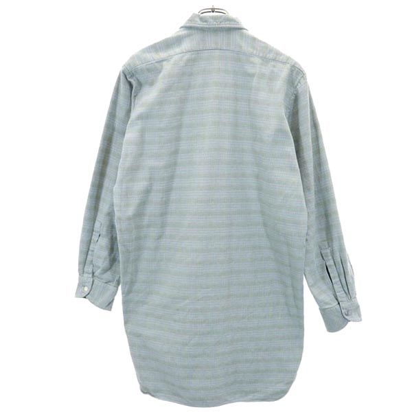 Ackermann 50s 60s グランパ ヴィンテージ チェック柄 長袖 ハーフボタン シャツ 38 青系 メンズ