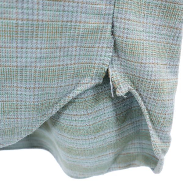 Ackermann 50s 60s グランパ ヴィンテージ チェック柄 長袖 ハーフボタン シャツ 38 青系 メンズ