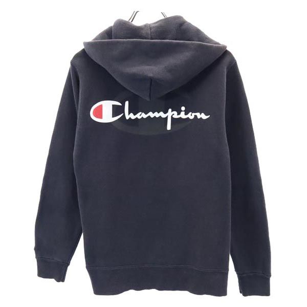 Champion チャンピオン 90s USA製 青タグ バックプリント 長袖 スウェットパーカー M ネイビー系 裏起毛 メンズ