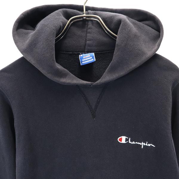Champion チャンピオン 90s USA製 青タグ バックプリント 長袖 スウェットパーカー M ネイビー系 裏起毛 メンズ
