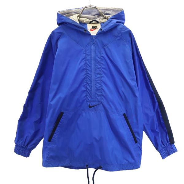 NIKE ナイキ 90s 00s 白タグ オールド ヴィンテージ 長袖 ハーフジップ アノラックパーカー M ブルー系 メンズ