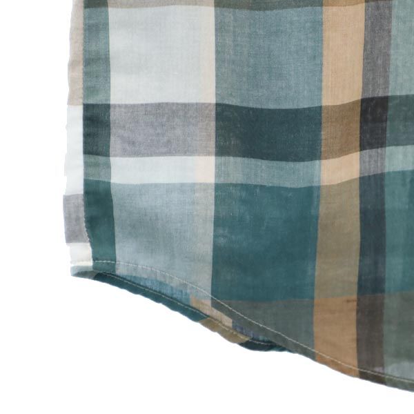 VINTAGE ヴィンテージ 70s チェック柄 長袖 ウエスタンシャツ M グリーン系 メンズ