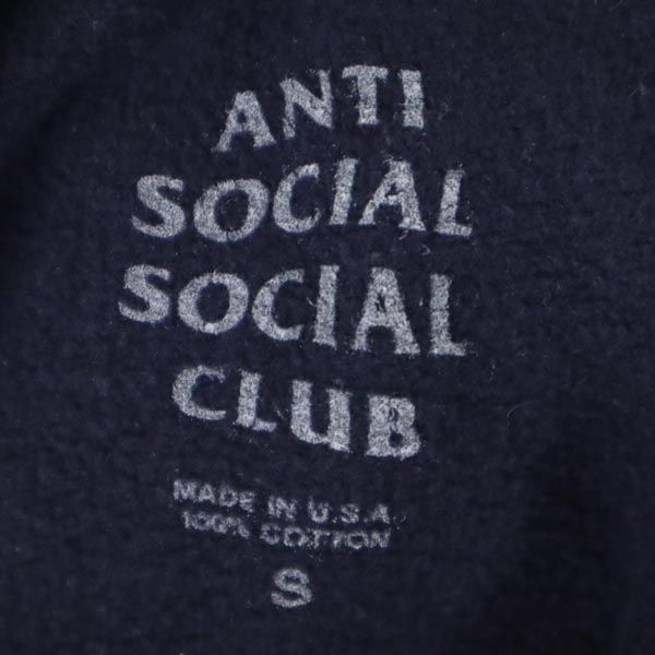 ANTI SOCIAL SOCIAL CLUB アンチソーシャルソーシャルクラブ USA製 ロゴプリント 長袖 スウェットパーカー S ネイビー 裏起毛 メンズ