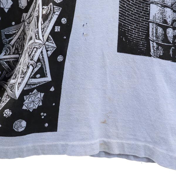 M C Escher マウリッツエッシャー 90s USA製 マルチ だまし絵 プリント 半袖 Tシャツ 青系 メンズ