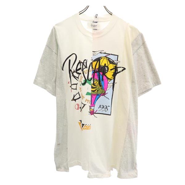 RESCARP リスカープ 23ss リメイク 半袖 Tシャツ ホワイト×グレー メンズ