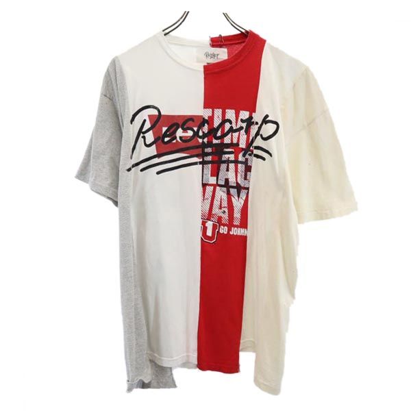 RESCARP リスカープ 23ss リメイク 半袖 Tシャツ レッド×ホワイト メンズ