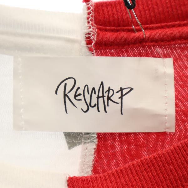 RESCARP リスカープ 23ss リメイク 半袖 Tシャツ レッド×ホワイト メンズ