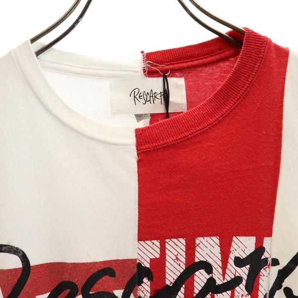 RESCARP リスカープ 23ss リメイク 半袖 Tシャツ レッド×ホワイト メンズ