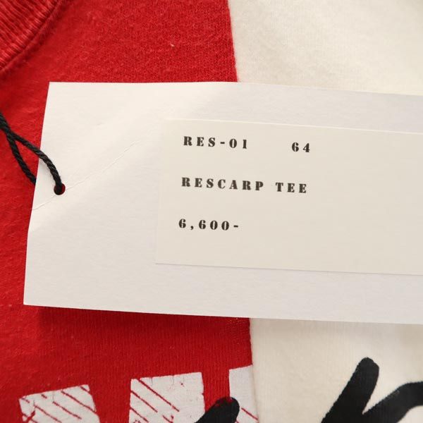 RESCARP リスカープ 23ss リメイク 半袖 Tシャツ レッド×ホワイト メンズ