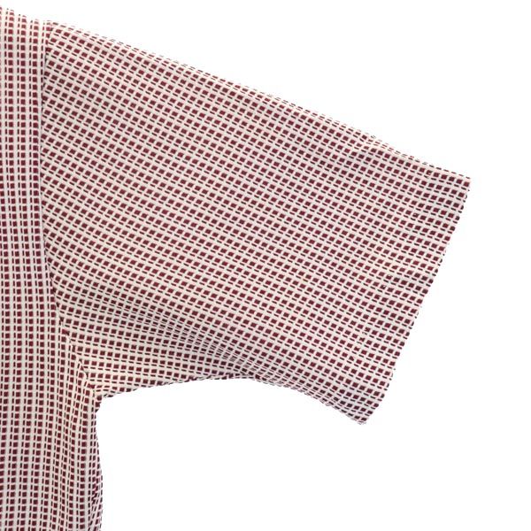 FORGE 70s ヴィンテージ 総柄 半袖 ポロシャツ M えんじ×白 メンズ