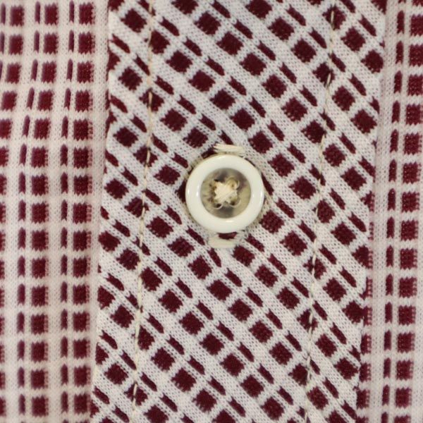 FORGE 70s ヴィンテージ 総柄 半袖 ポロシャツ M えんじ×白 メンズ