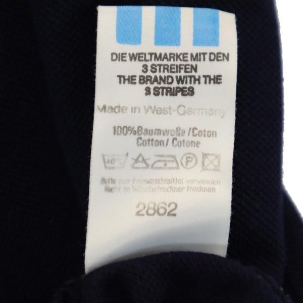 adidas アディダス 80s ヴィンテージ 西ドイツ製 トレフォイルロゴ刺繍 半袖 ポロシャツ 50 ネイビー 鹿の子 メンズ