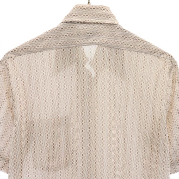 DEBONAIR デボネア 70s ヴィンテージ アンティーク 総柄 半袖 シャツ 14 ベージュ×ブラウン メンズ