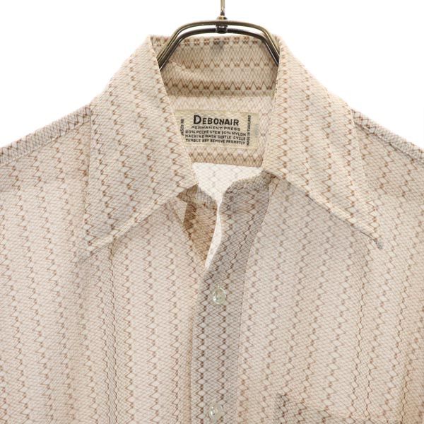 DEBONAIR デボネア 70s ヴィンテージ アンティーク 総柄 半袖 シャツ 14 ベージュ×ブラウン メンズ
