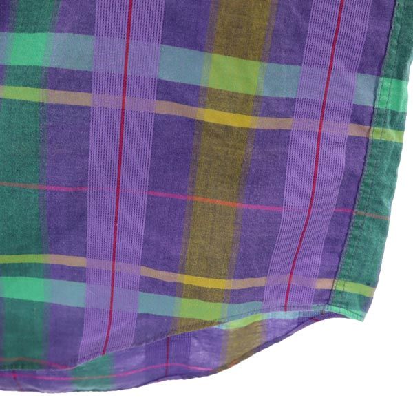 LANVIN STUDIO ランバンスタジオ チェック柄 半袖 オープンカラーシャツ 48 紫系 メンズ