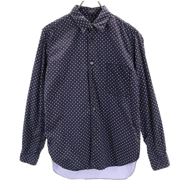 コムデギャルソンオム 2011年 日本製 ドッド柄 長袖 シャツ S ネイビー×白×ブルー COMME des GARCONS HOMME メンズ