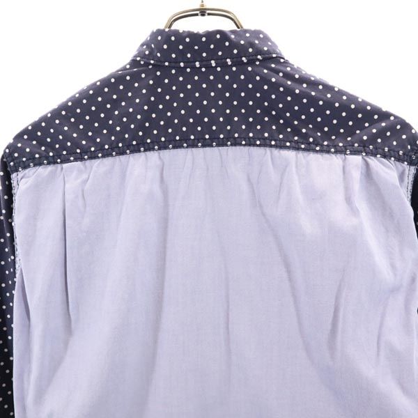 コムデギャルソンオム 2011年 日本製 ドッド柄 長袖 シャツ S ネイビー×白×ブルー COMME des GARCONS HOMME メンズ