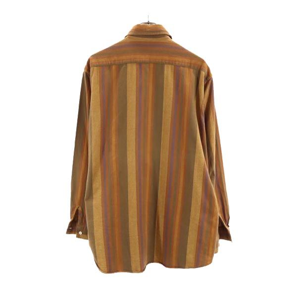 ネペンテス 日本製 ヘリンボーン ストライプ 長袖 シャツ L ブラウン系 NEPENTHES メンズ