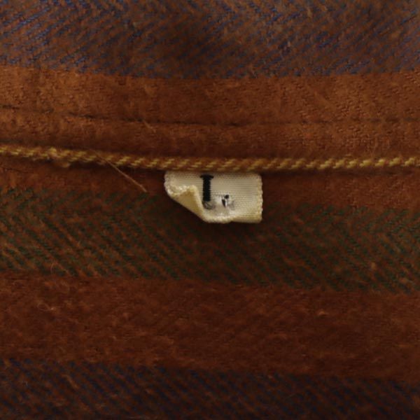 ネペンテス 日本製 ヘリンボーン ストライプ 長袖 シャツ L ブラウン系 NEPENTHES メンズ