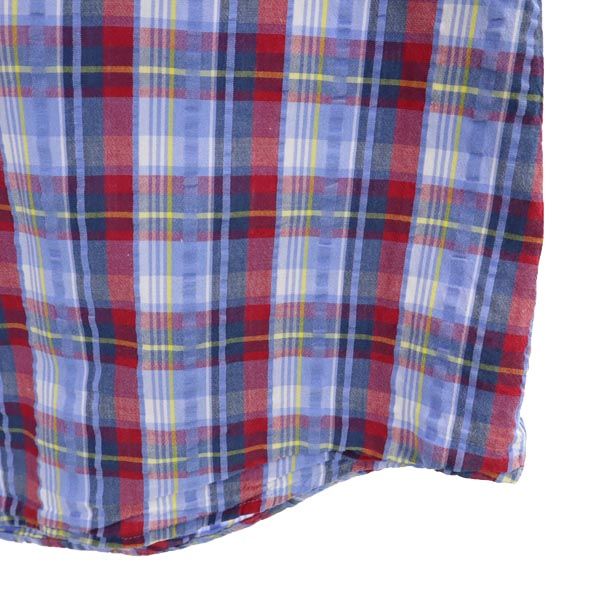 ヴィヴィアンウエストウッド 日本製 チェック柄 長袖 シアサッカー ボタンダウンシャツ 46 水色系 Vivienne Westwood メンズ