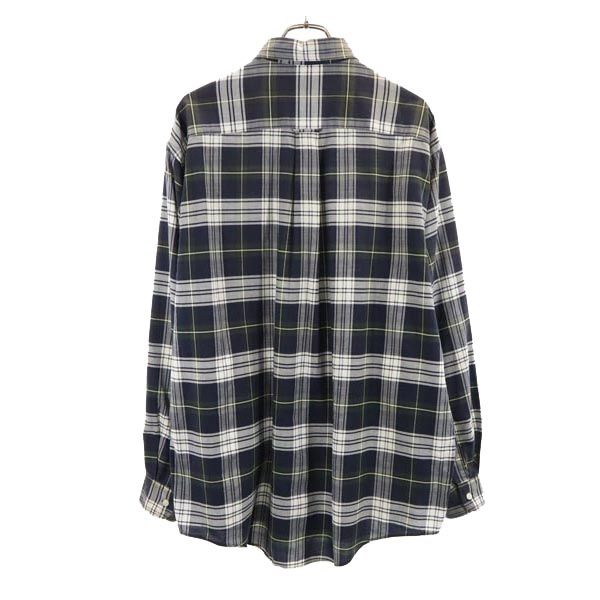 NAUTICA ノーティカ 90s オールド チェック柄 長袖 ボタンダウンシャツ L ネイビー系 メンズ