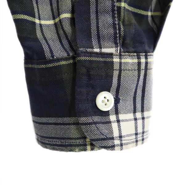 NAUTICA ノーティカ 90s オールド チェック柄 長袖 ボタンダウンシャツ L ネイビー系 メンズ