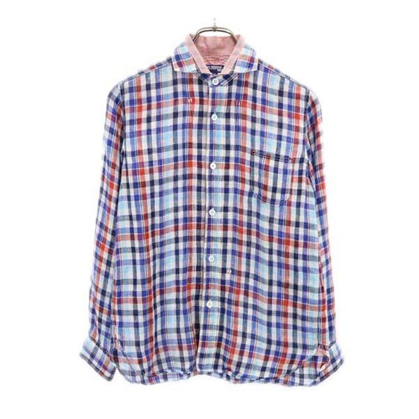 JUNYA WATANABE COMME des GARCONS ジュンヤワタナベコムデギャルソン 2012年 リネン チェック柄 長袖 チェックシャツ XS 青系 メンズ