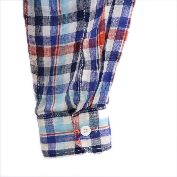 JUNYA WATANABE COMME des GARCONS ジュンヤワタナベコムデギャルソン 2012年 リネン チェック柄 長袖 チェックシャツ XS 青系 メンズ