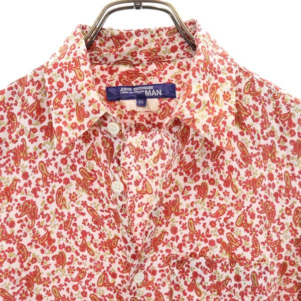 JUNYA WATANABE COMME des GARCONS ジュンヤワタナベコムデギャルソン 2007年 リネン 総柄 長袖 シャツ SS 赤系 メンズ