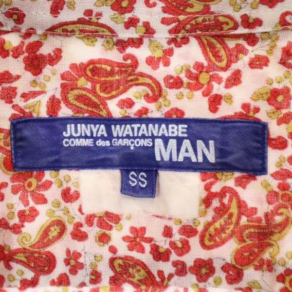 JUNYA WATANABE COMME des GARCONS ジュンヤワタナベコムデギャルソン 2007年 リネン 総柄 長袖 シャツ SS 赤系 メンズ