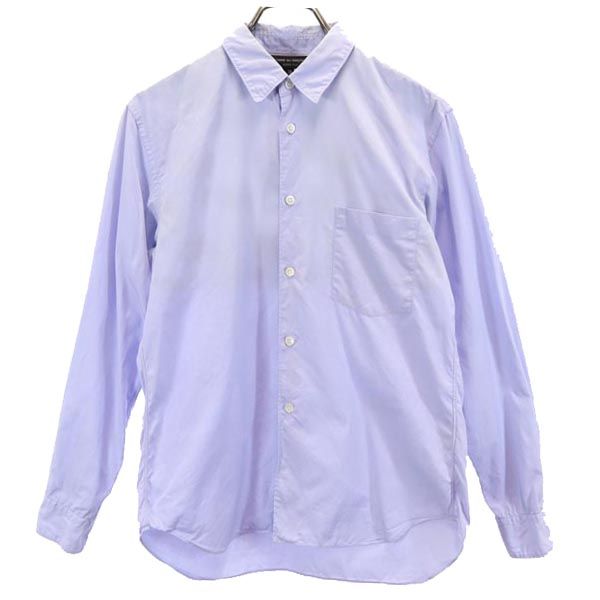 コムデギャルソンオムプリュス 2010年 日本製 バックプリント 長袖 シャツ XS 水色系 COMME des GARCONS HOMME PLUS ドクロ メンズ