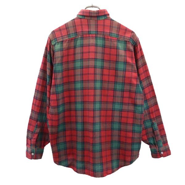 L.L.Bean エルエルビーン 80s ヴィンテージ USA製 アウトドア チェック 長袖 ボタンダウンシャツ M レッド系 メンズ