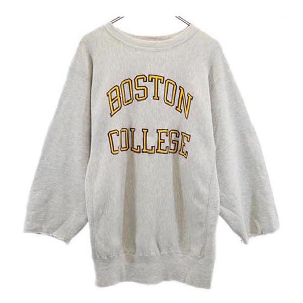 Champion チャンピオン 90s 刺繍タグ REVERSE WEAVE リバースウィーブ 長袖 スウェット トレーナー XL グレー系 袖カットオフ カレッジ メンズ