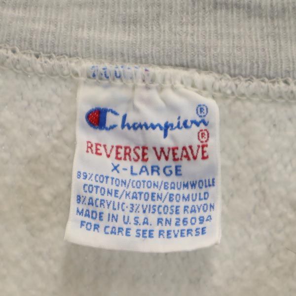Champion チャンピオン 90s 刺繍タグ REVERSE WEAVE リバースウィーブ 長袖 スウェット トレーナー XL グレー系 袖カットオフ カレッジ メンズ
