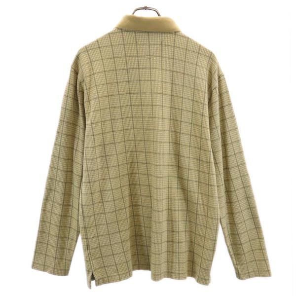 トミーヒルフィガー 千鳥格子 長袖 ポロシャツ M ベージュ系 TOMMY HILFIGER メンズ