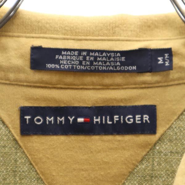 トミーヒルフィガー 千鳥格子 長袖 ポロシャツ M ベージュ系 TOMMY HILFIGER メンズ