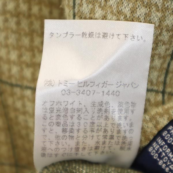 トミーヒルフィガー 千鳥格子 長袖 ポロシャツ M ベージュ系 TOMMY HILFIGER メンズ