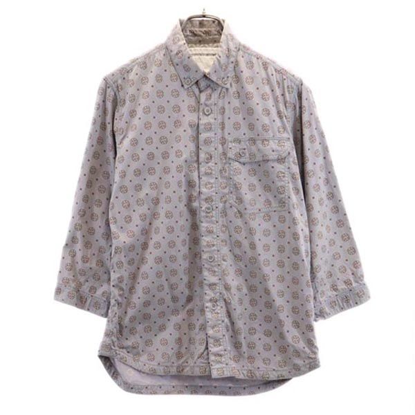 WHITE MOUNTAINEERING ホワイトマウンテニアリング 日本製 総柄 7分袖 ボタンダウンシャツ 1 グレー系 レディース