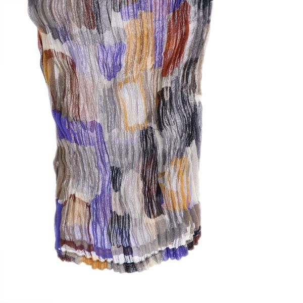 ISSEY MIYAKE イッセイミヤケ 日本製 総柄 長袖 プリーツ シースルー カットソー M グレー系 レディース