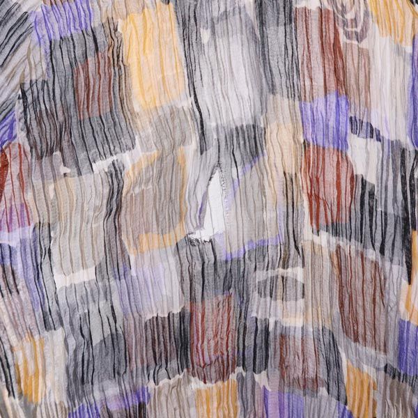 ISSEY MIYAKE イッセイミヤケ 日本製 総柄 長袖 プリーツ シースルー カットソー M グレー系 レディース